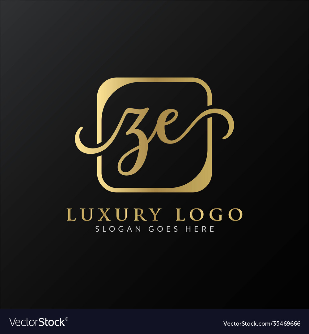 Ze logo design template initial luxury letter Vector Image