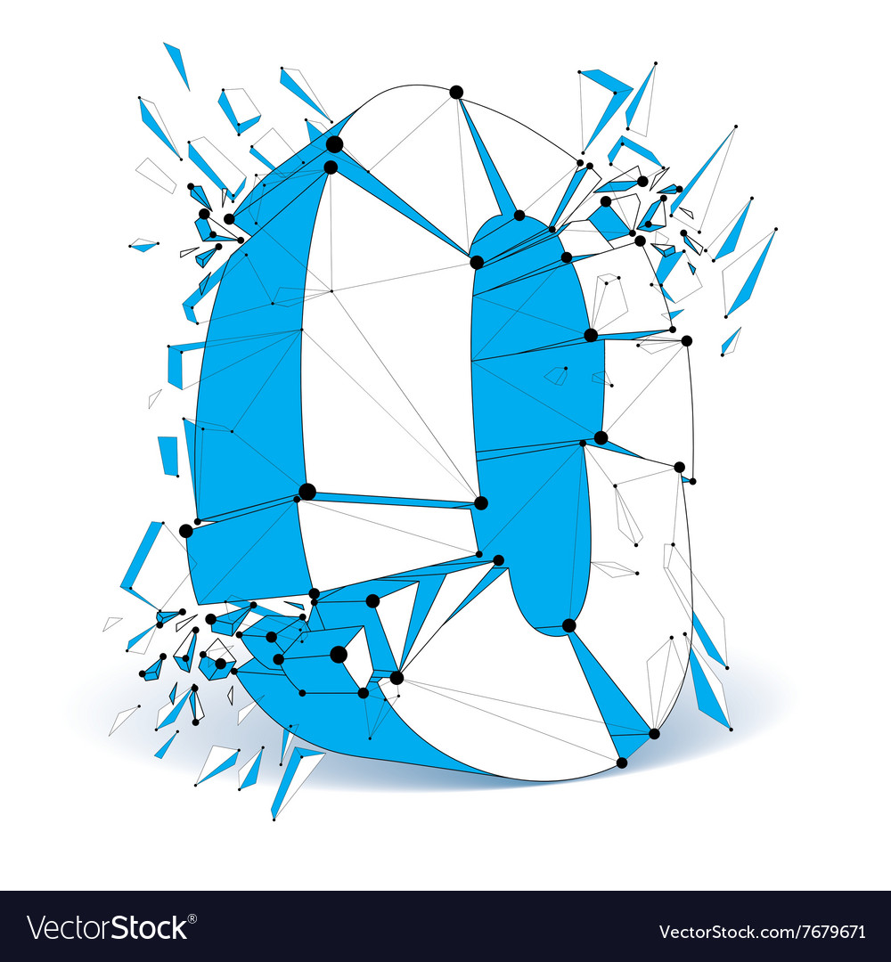 3d low poly zero number with black connected lines