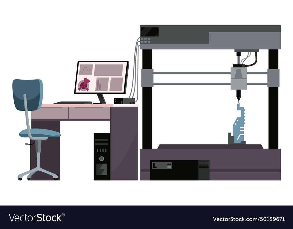 3d printer for creating model in laboratory vector image 3d printer for creating model in laboratory