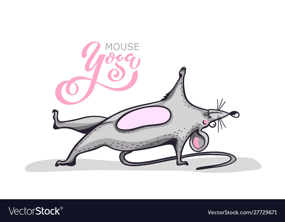 Cartoon character practicing yoga mouse positive