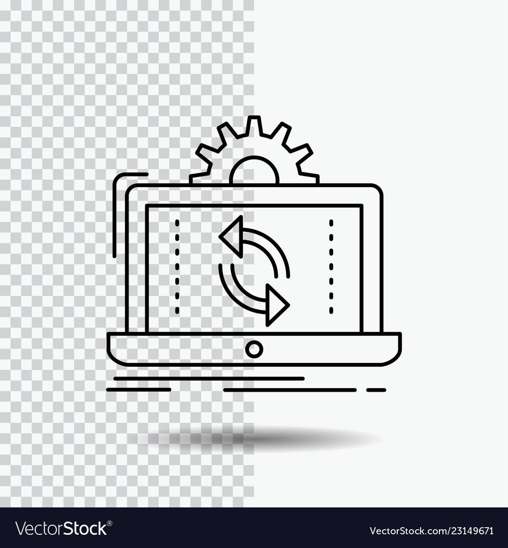 Data processing analysis reporting sync line icon vector image Data processing analysis reporting sync line icon