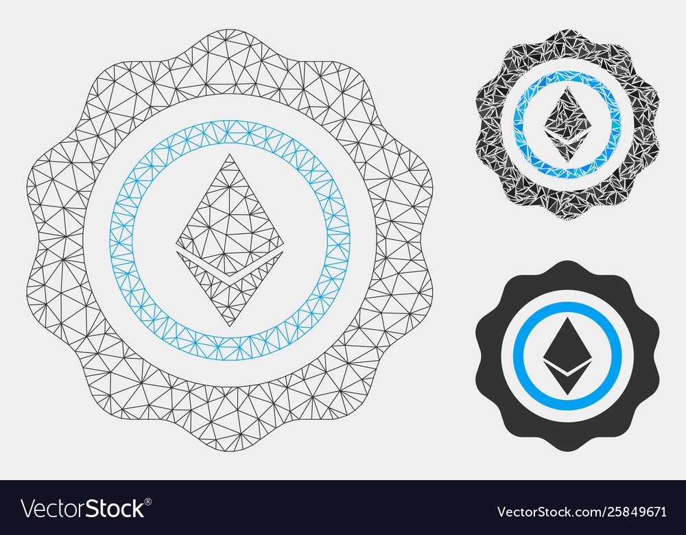 Ethereum seal mesh wire frame model vector image Ethereum seal mesh wire frame model