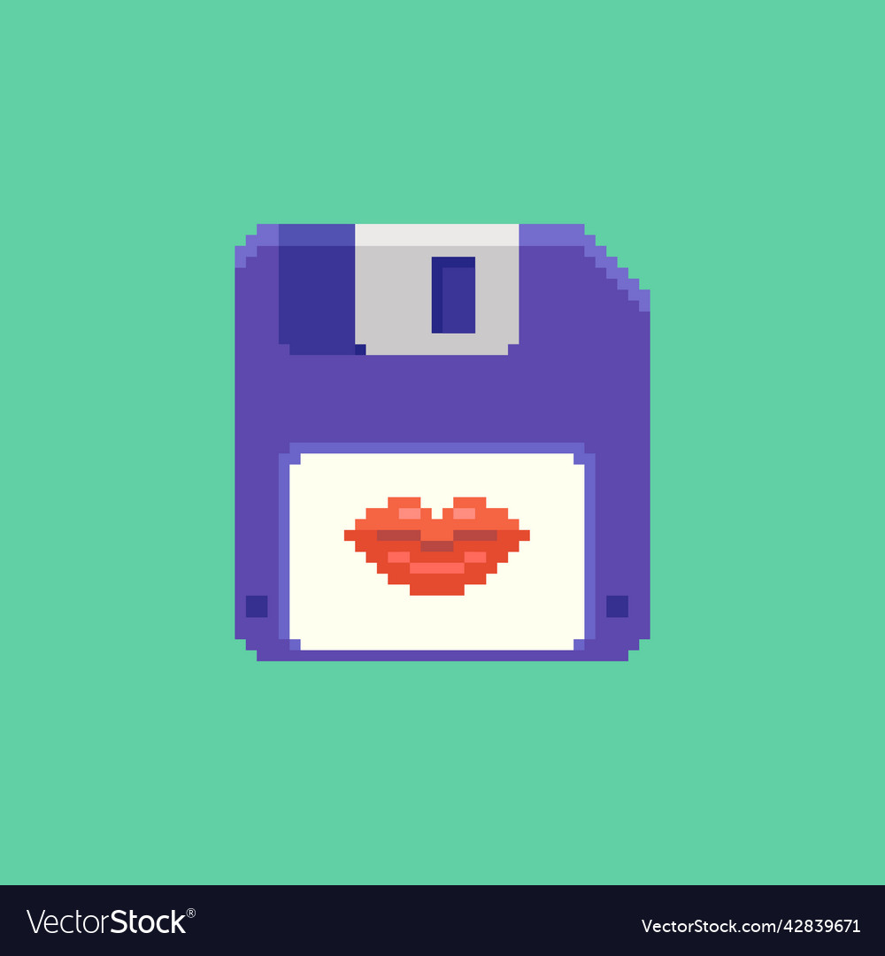 Diskette mit roten weiblichen Lippen vector image Diskette mit roten weiblichen Lippen