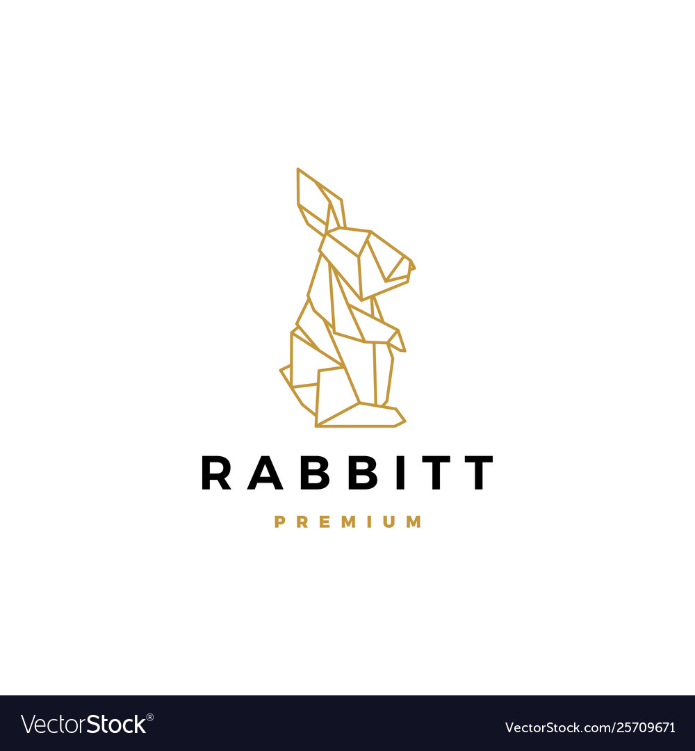 Geometric rabbit hare bunny logo icon origami