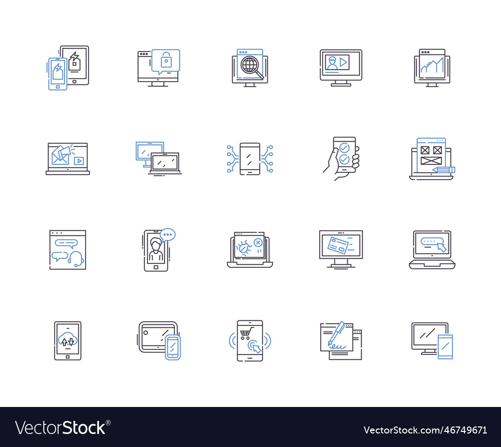 Internet outline icons collection net web