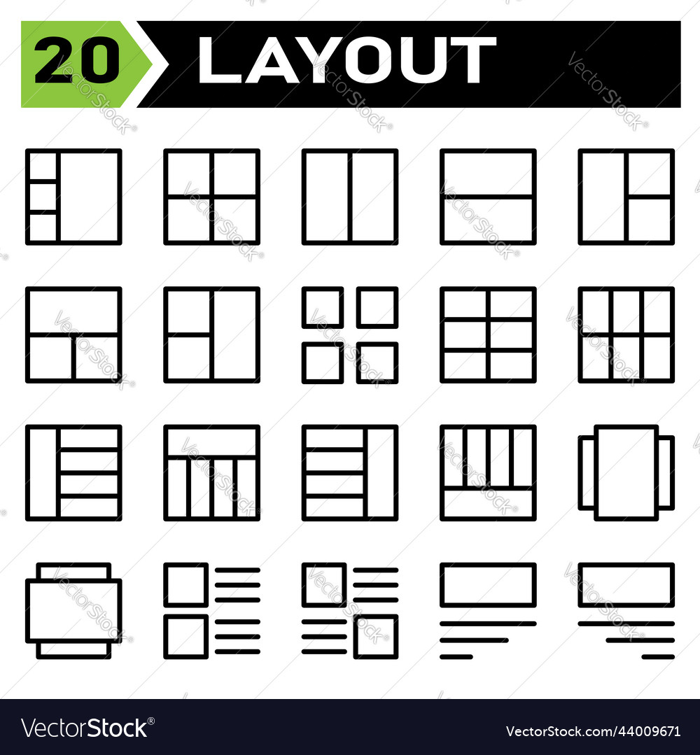 Layout icon set include grid dashboard vector image Layout icon set include grid dashboard