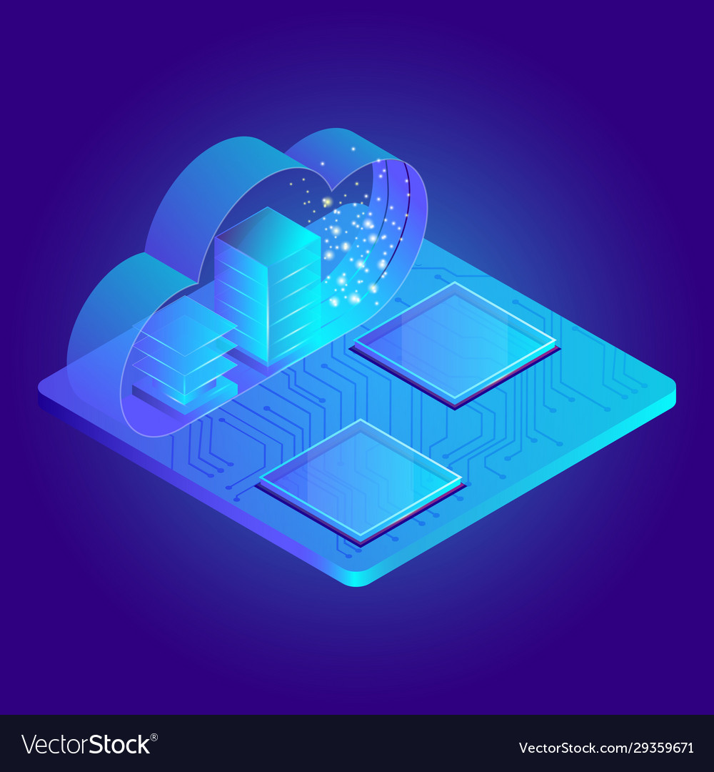 Modernes 3d flaches Design isometrisch für Cloud-Service vector image Modernes 3d flaches Design isometrisch für Cloud-Service