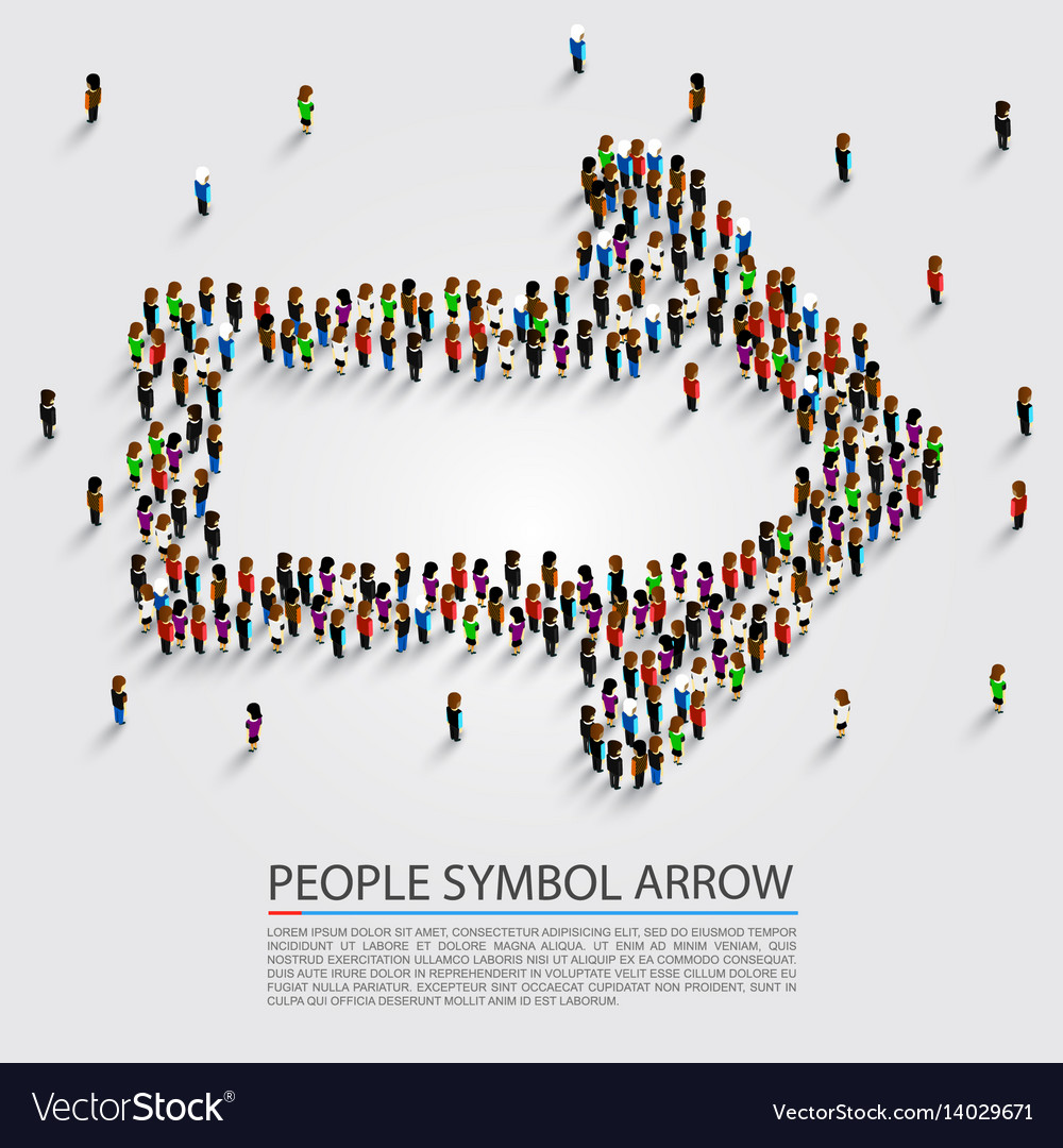 People arrow isometric group sign