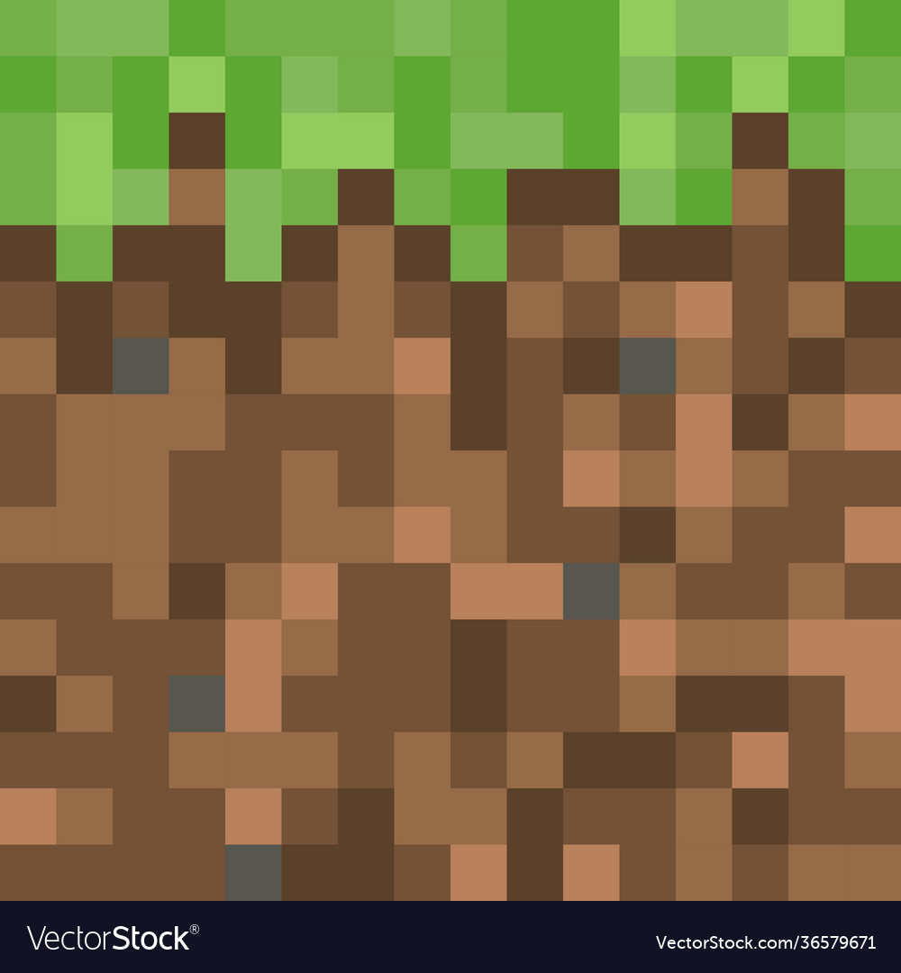 Pixel minecraft style land block background Vector Image