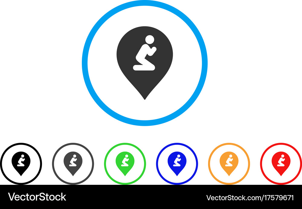 Prayer map marker rounded icon Royalty Free Vector Image