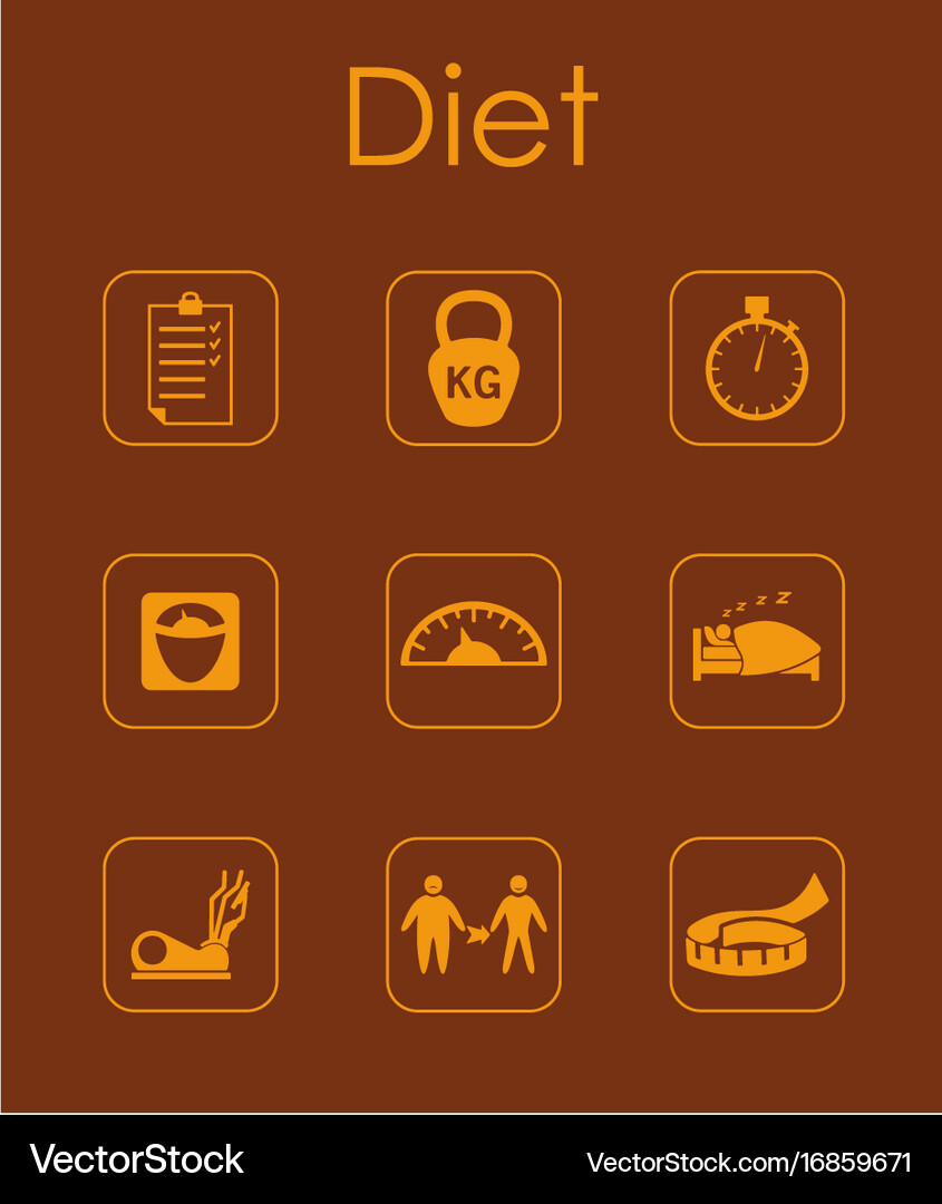 Set of diet simple icons Royalty Free Vector Image