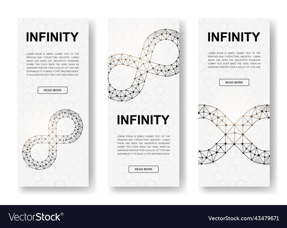 Set of three infinity polygonal vertical banners Vector Image