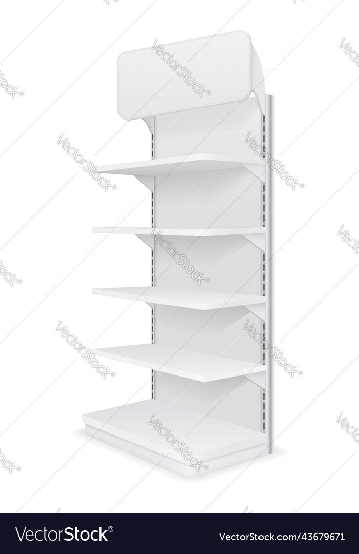 Shelving rack for store trading with a sign Vector Image