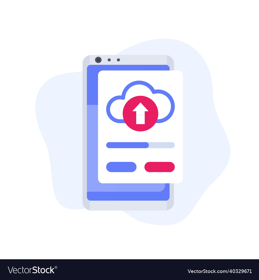 Uploading to cloud icon with a phone