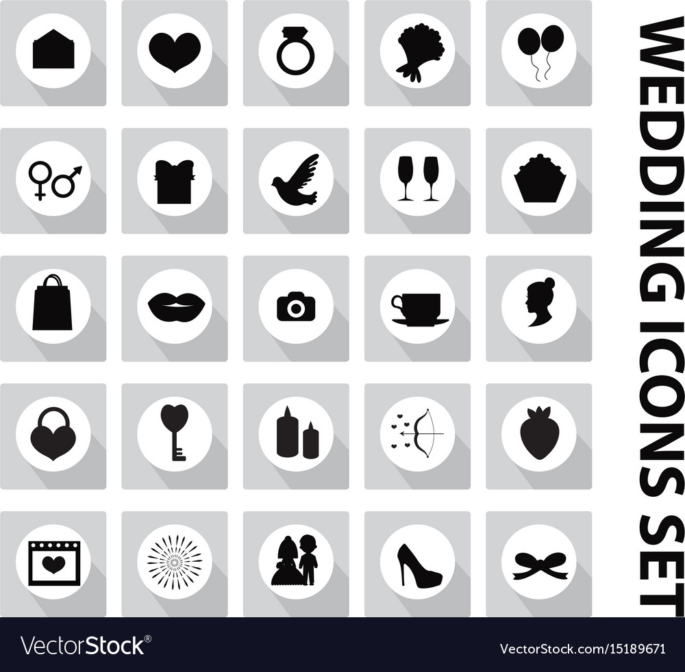 Wedding set of icons design elements black