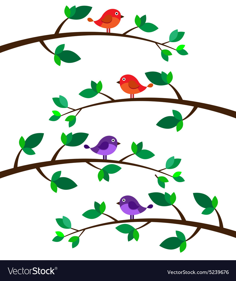 Birds on branches Royalty Free Vector Image - VectorStock