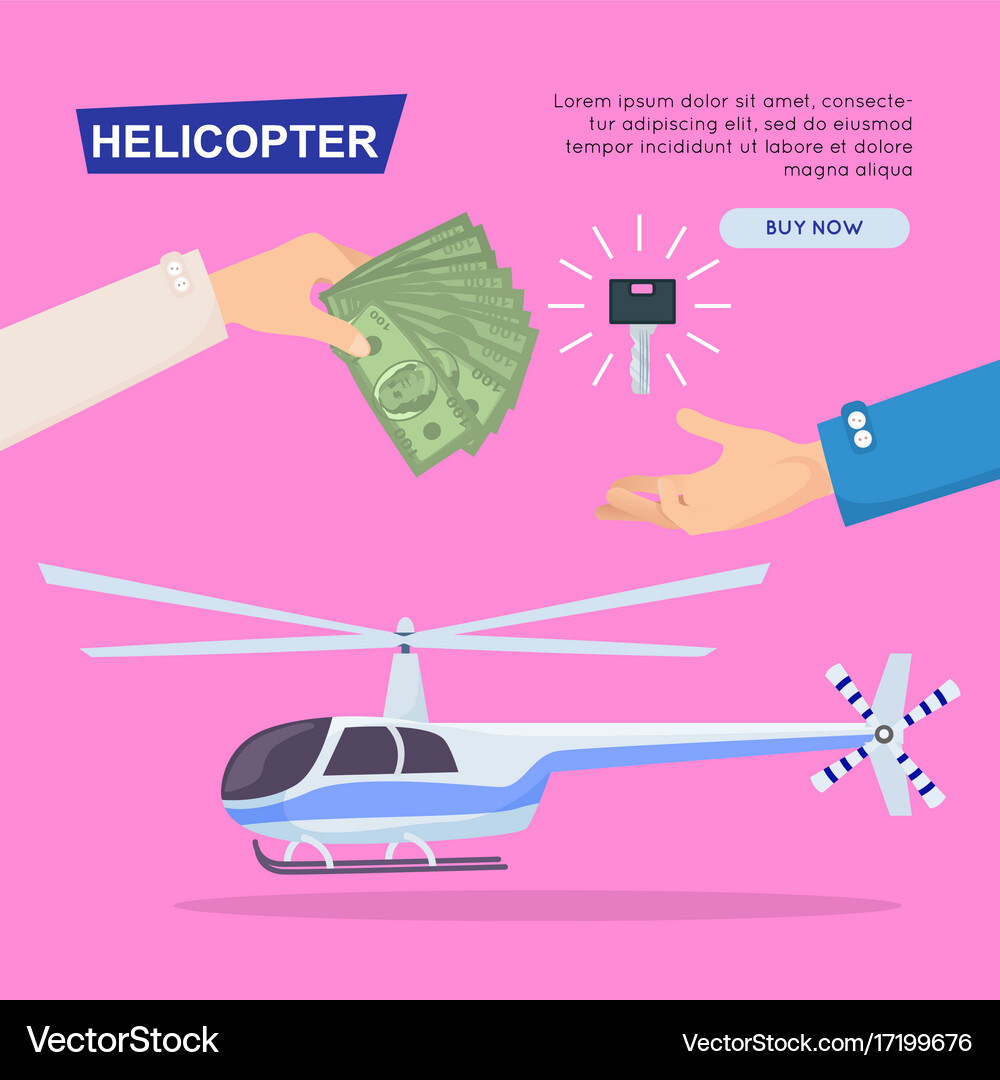 Buying New Helicopter Online Web Banner Royalty Free Vector