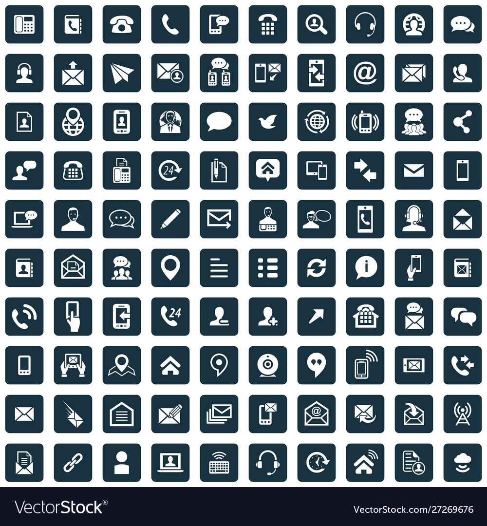 Contact us 100 icons universal set for web and ui