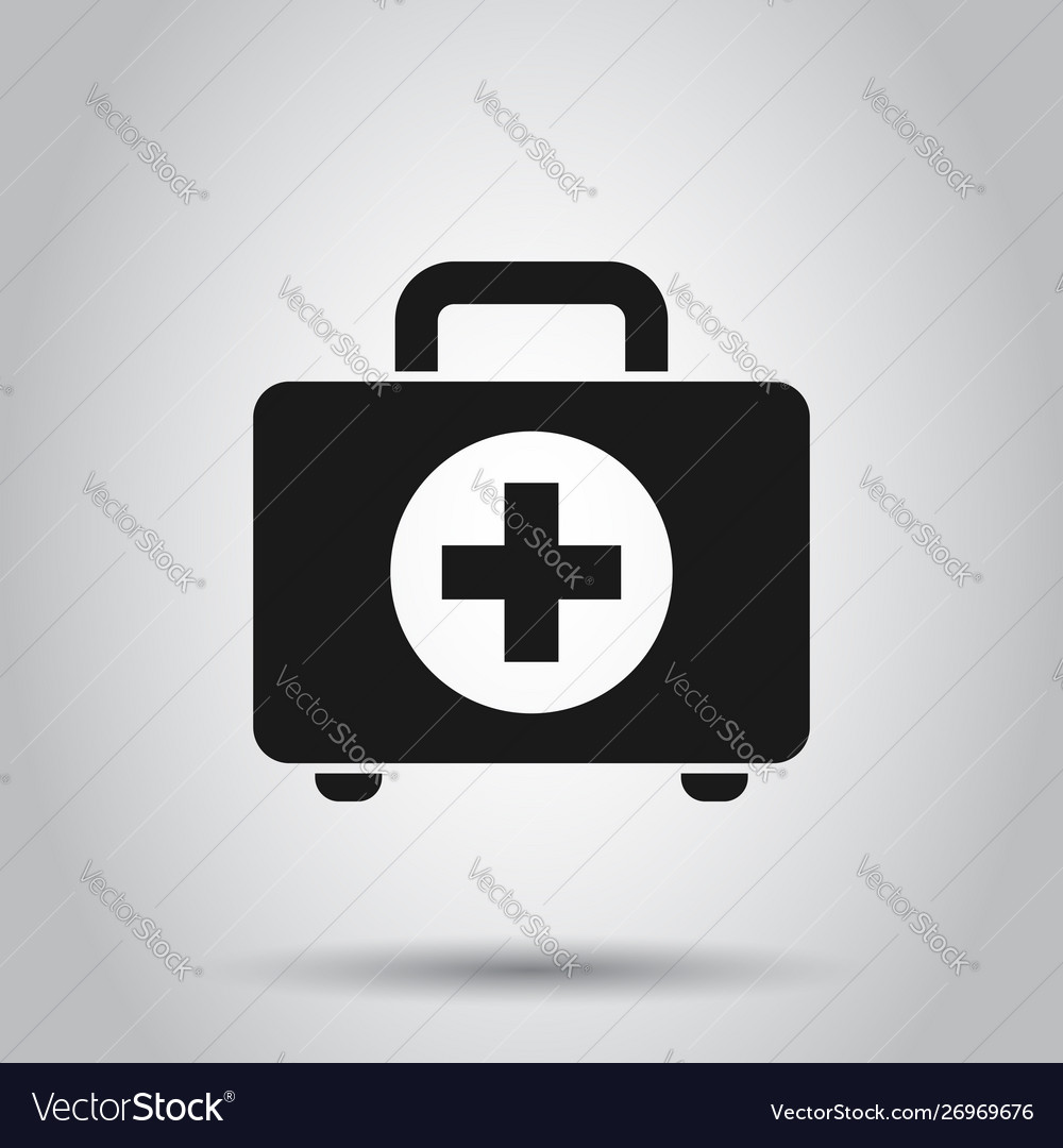 First aid kit icon in flat style health help