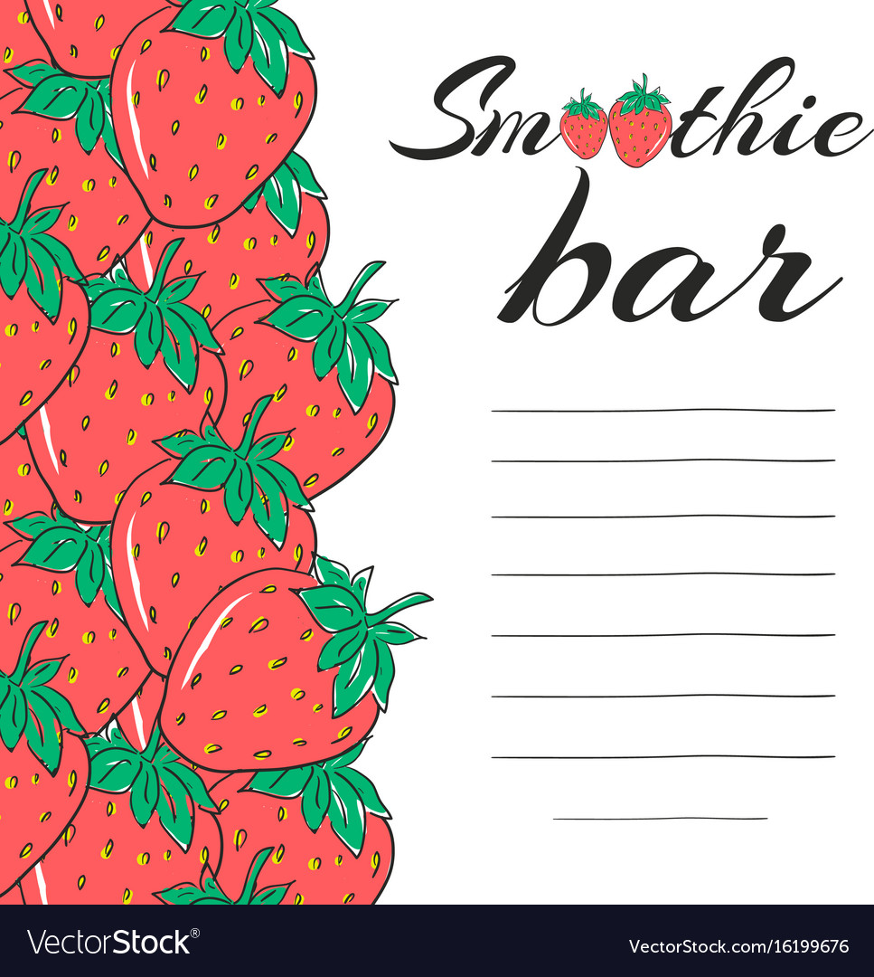 Hand drawn restaurant menu elements smoothie bar