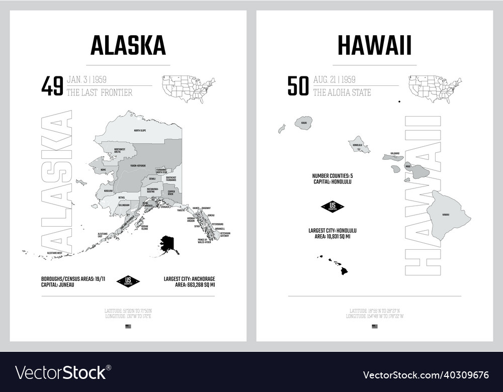 Highly detailed silhouettes of us state maps