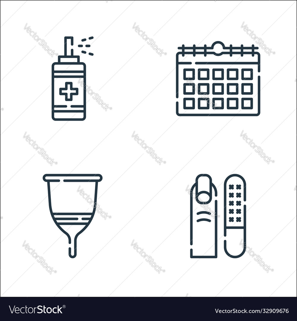 Hygiene routine line icons linear set quality vector image Hygiene routine line icons linear set quality