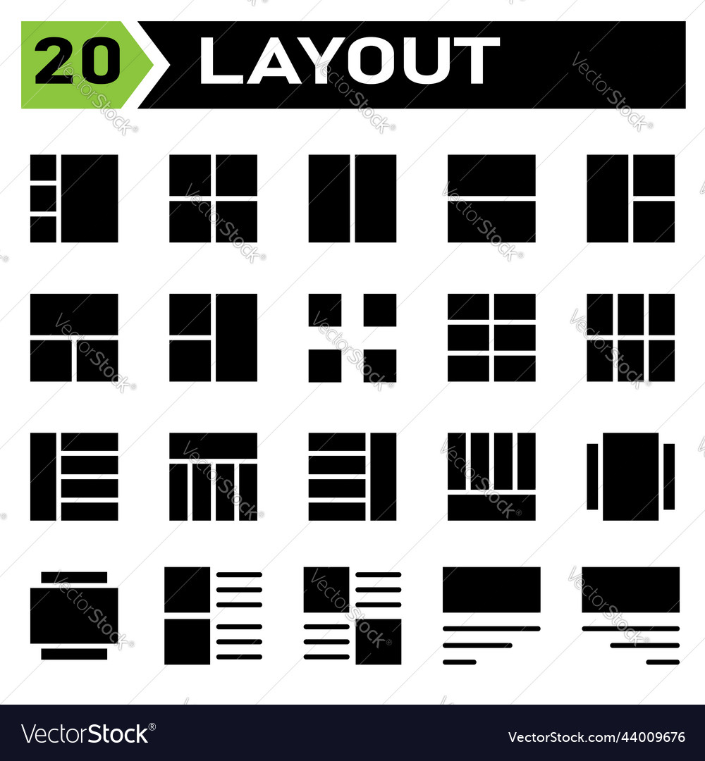 Layout icon set include grid dashboard vector image Layout icon set include grid dashboard