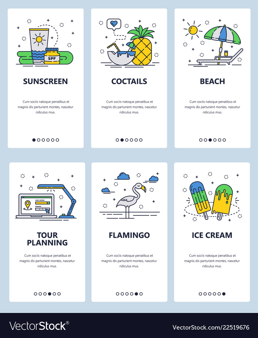Line art web and mobile app template set vector image Line art web and mobile app template set