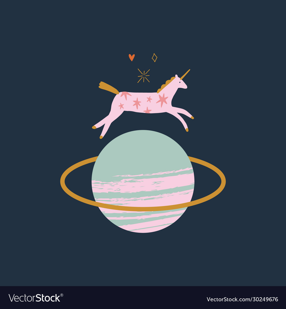 Little unicorn in magic concept funny vector image Little unicorn in magic concept funny