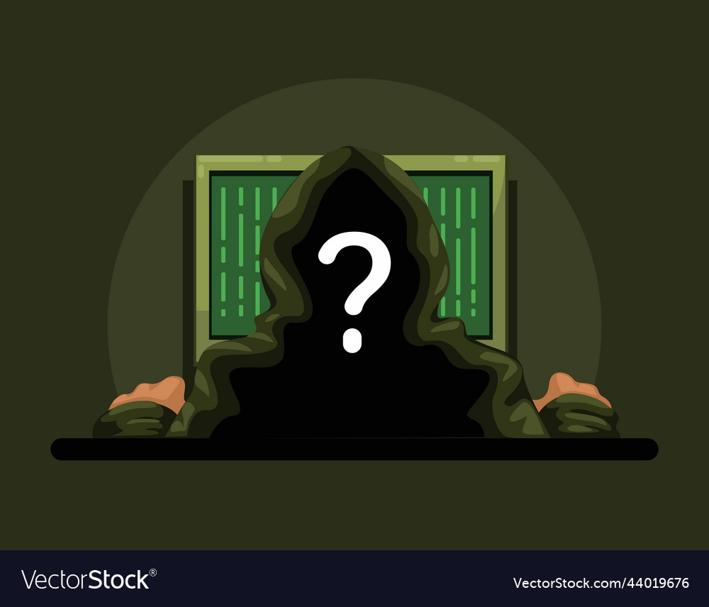 Mysterious hacker cyber crime symbol character vector image Mysterious hacker cyber crime symbol character
