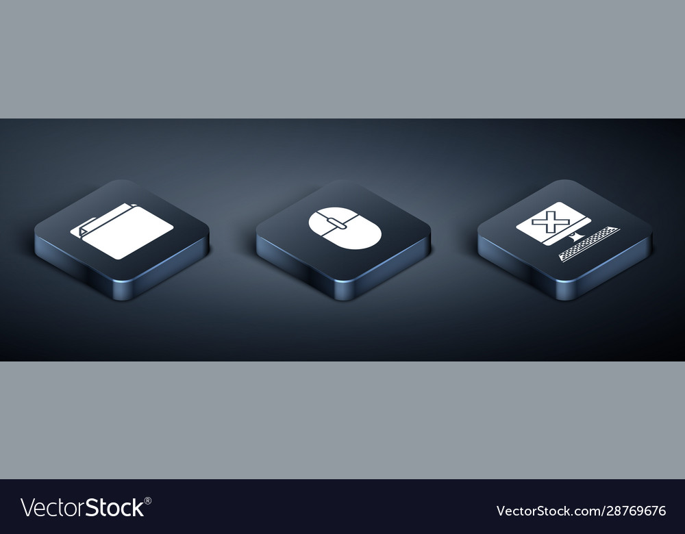 Set isometric document folder computer vector image Set isometric document folder computer