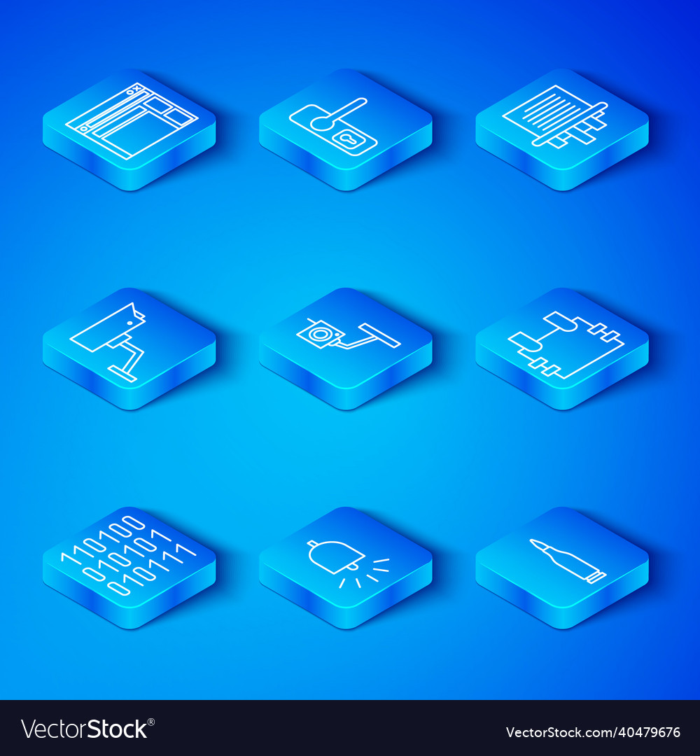 Set line binary code security camera ringing vector image Set line binary code security camera ringing