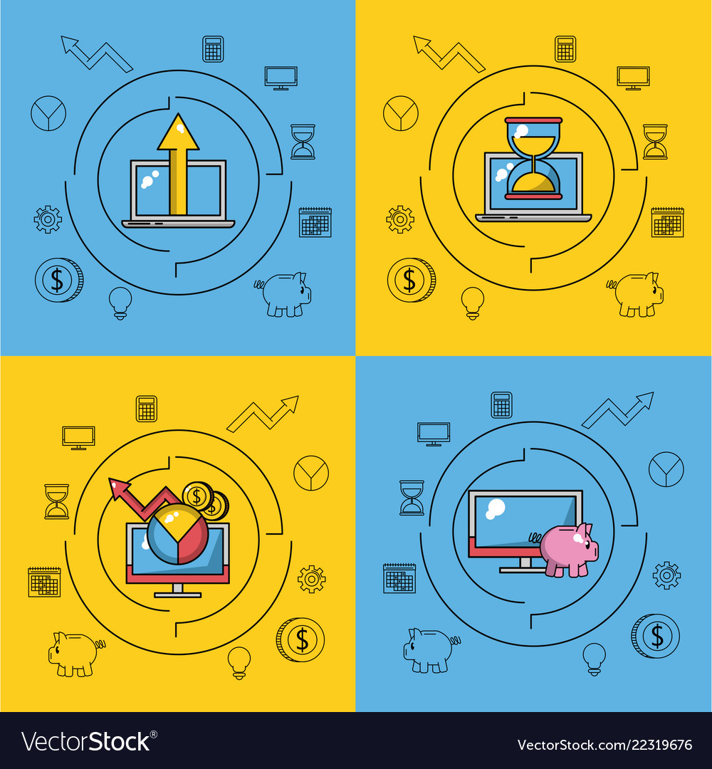 Set of business and technology icons