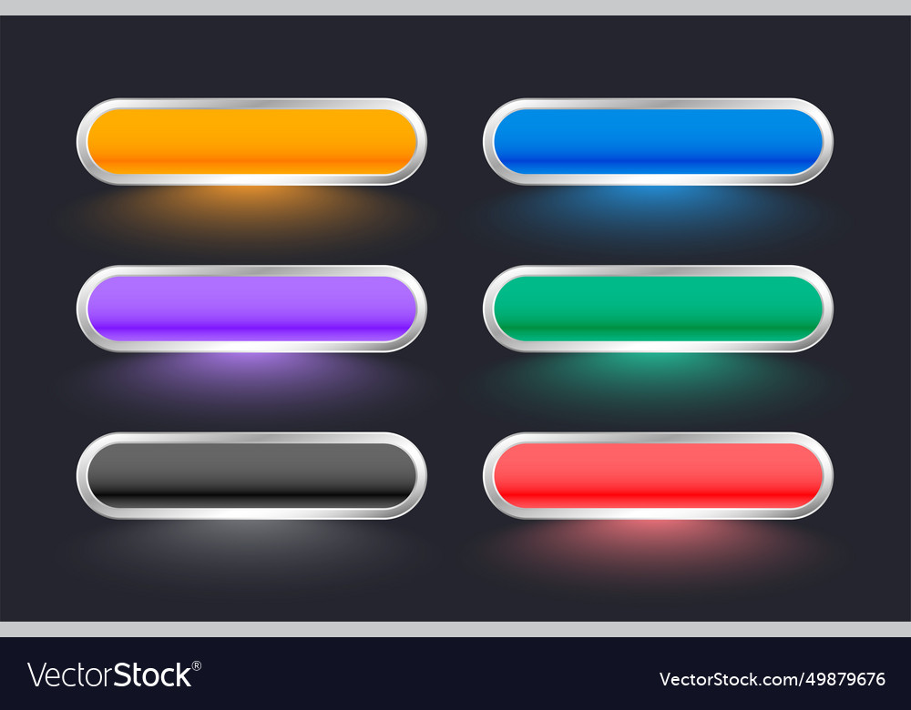 Set of six colorful web button sign with empty