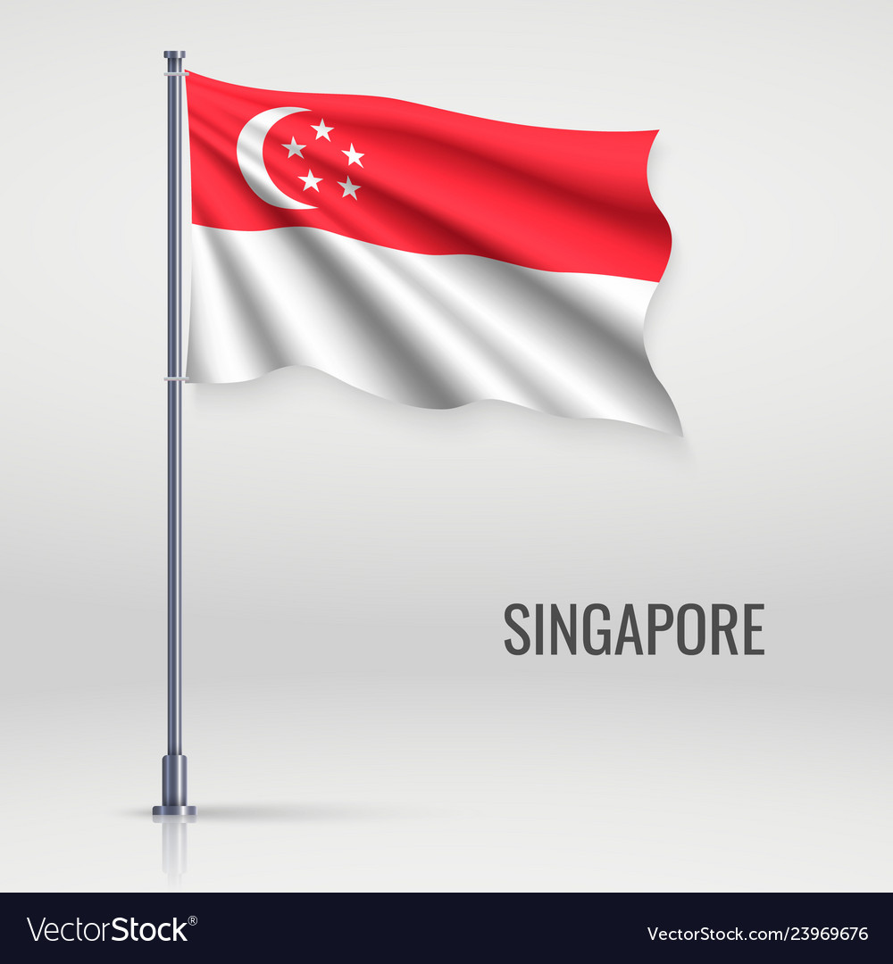 Singapore Flag on Flagpole