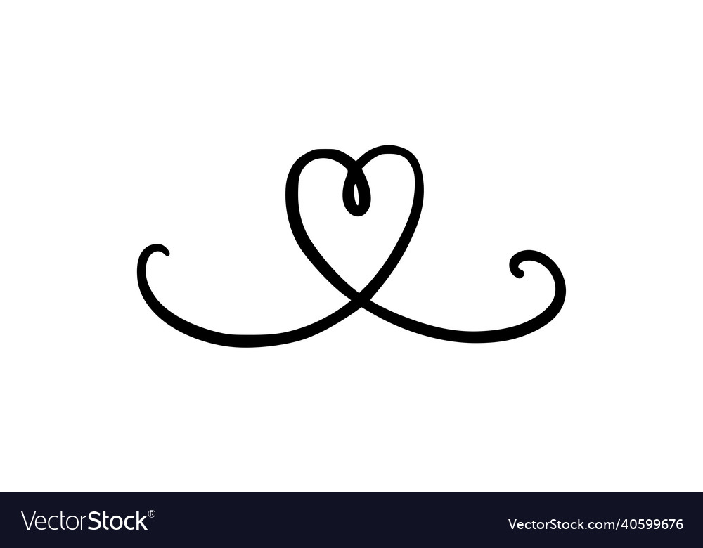 Squiggle and swirl line with a heart hand drawn Vector Image