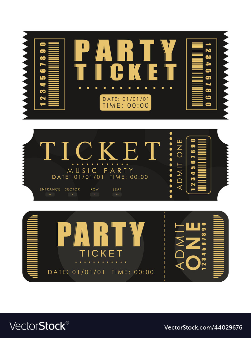 Ticket set pass card design isolated on white vector image Ticket set pass card design isolated on white