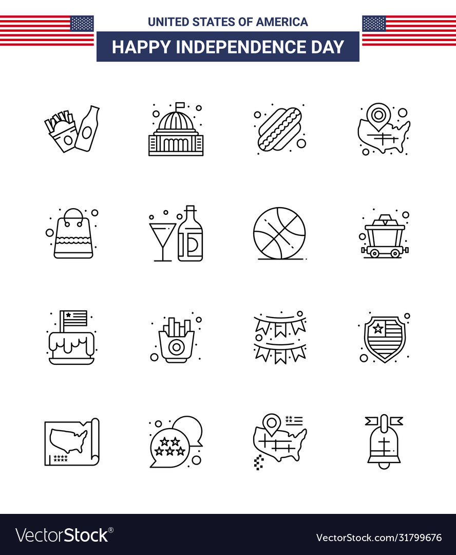 Usa happy independence daypictogram set 16