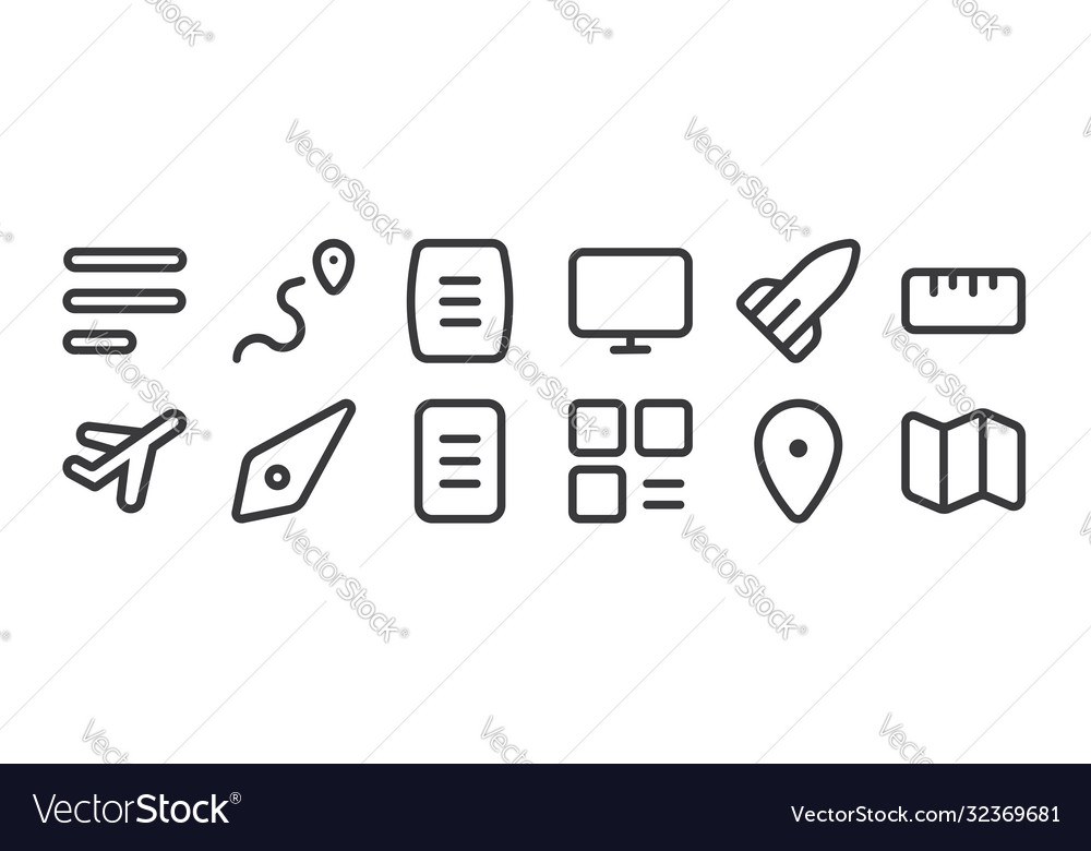 12 set linear device icons thin outline vector image 12 set linear device icons thin outline