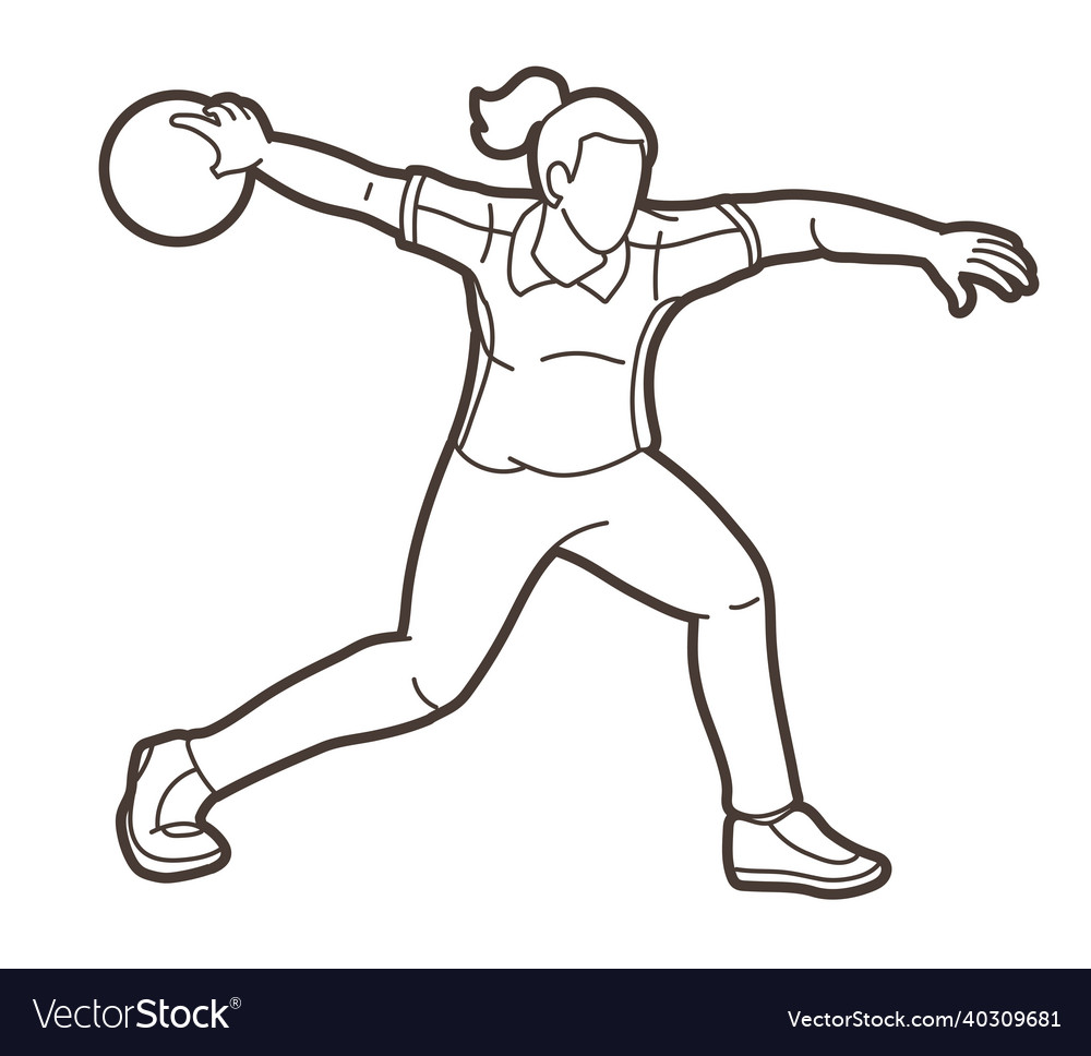 Bowling player bowler action cartoon sport graphic