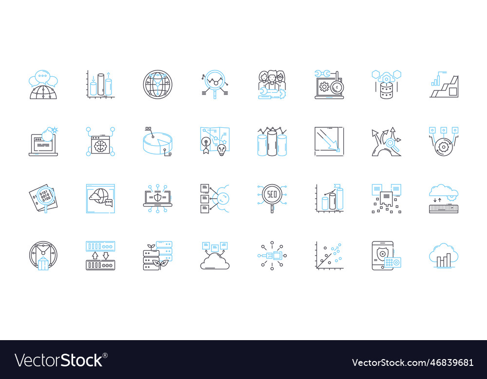 Cybersecurity linear icons set encryption vector image Cybersecurity linear icons set encryption