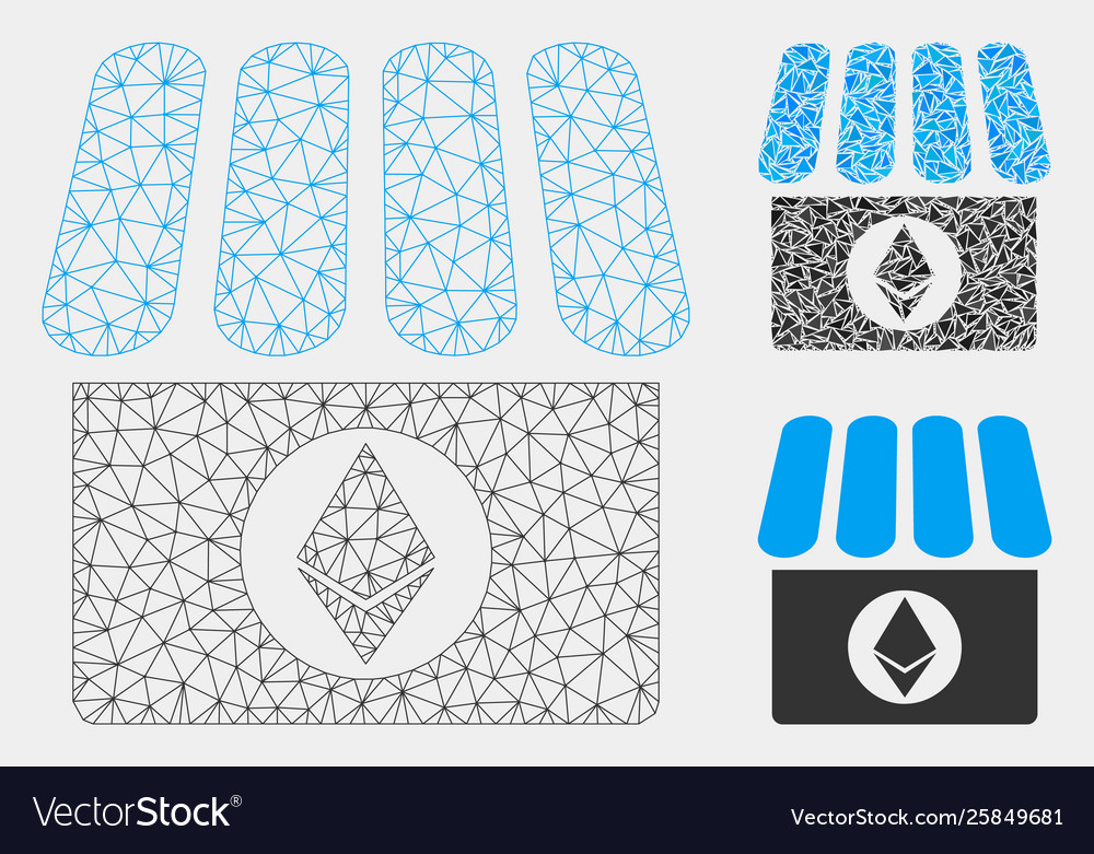 Ethereum shop mesh 2d model and triangle vector image Ethereum shop mesh 2d model and triangle