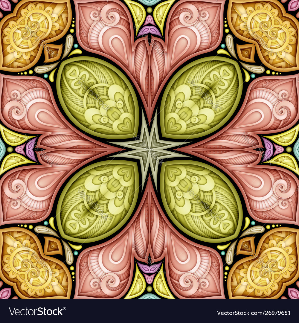 Floral Paisley Mosaic Pattern