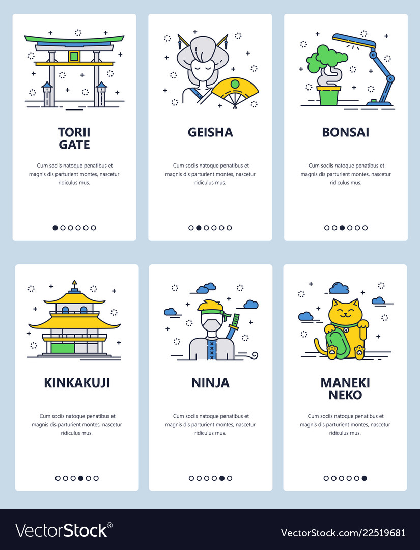 Japanese Art Line Icons - Temple & Culture
