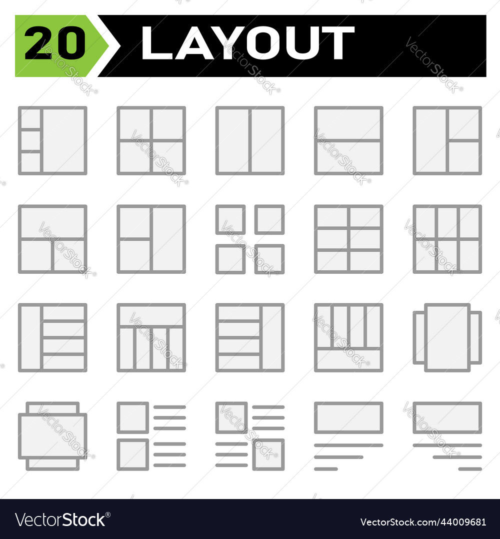 Layout icon set include grid dashboard vector image Layout icon set include grid dashboard