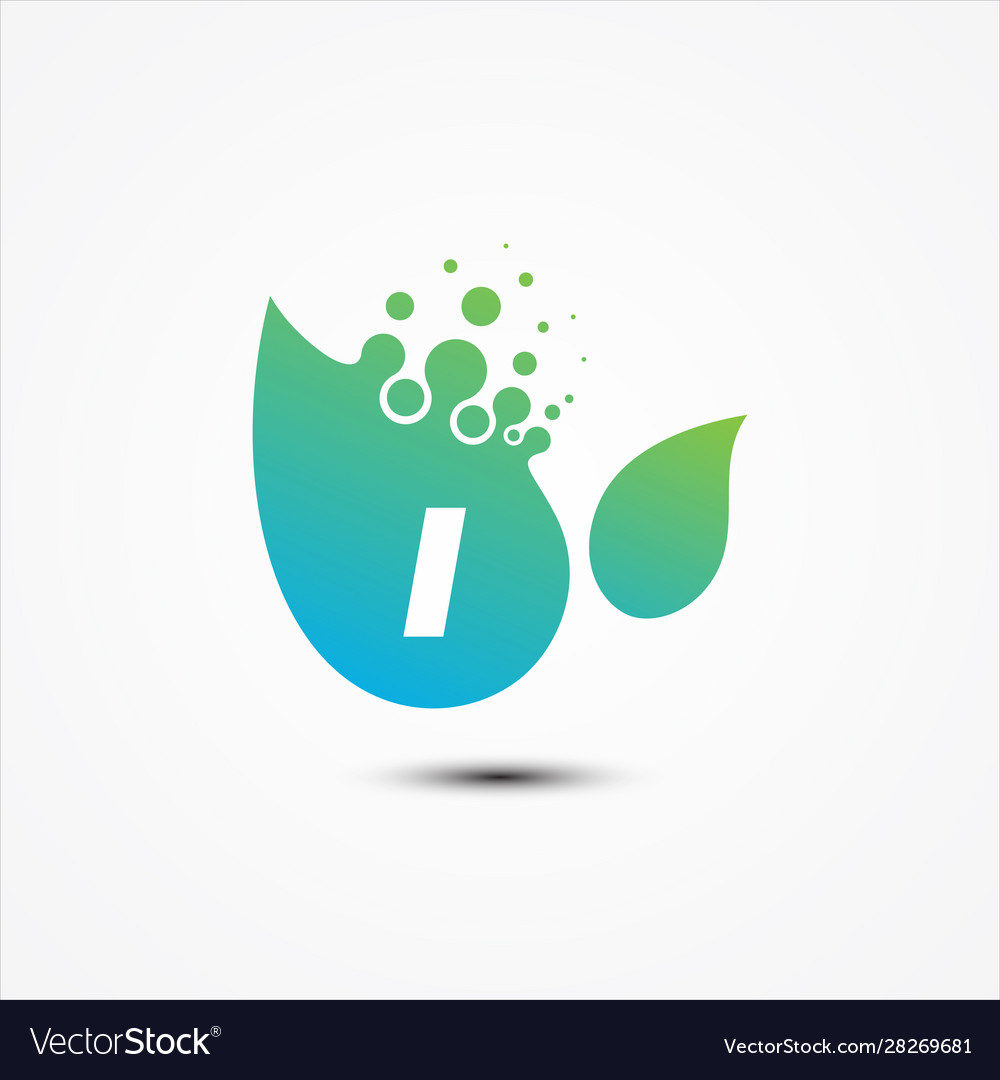 Leaf design with i letter symbol minimalist
