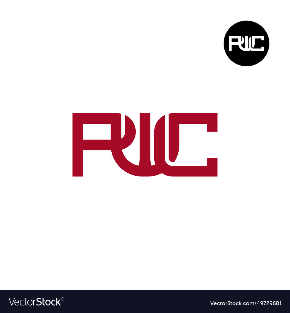 Letter pwc monogram logo design Royalty Free Vector Image