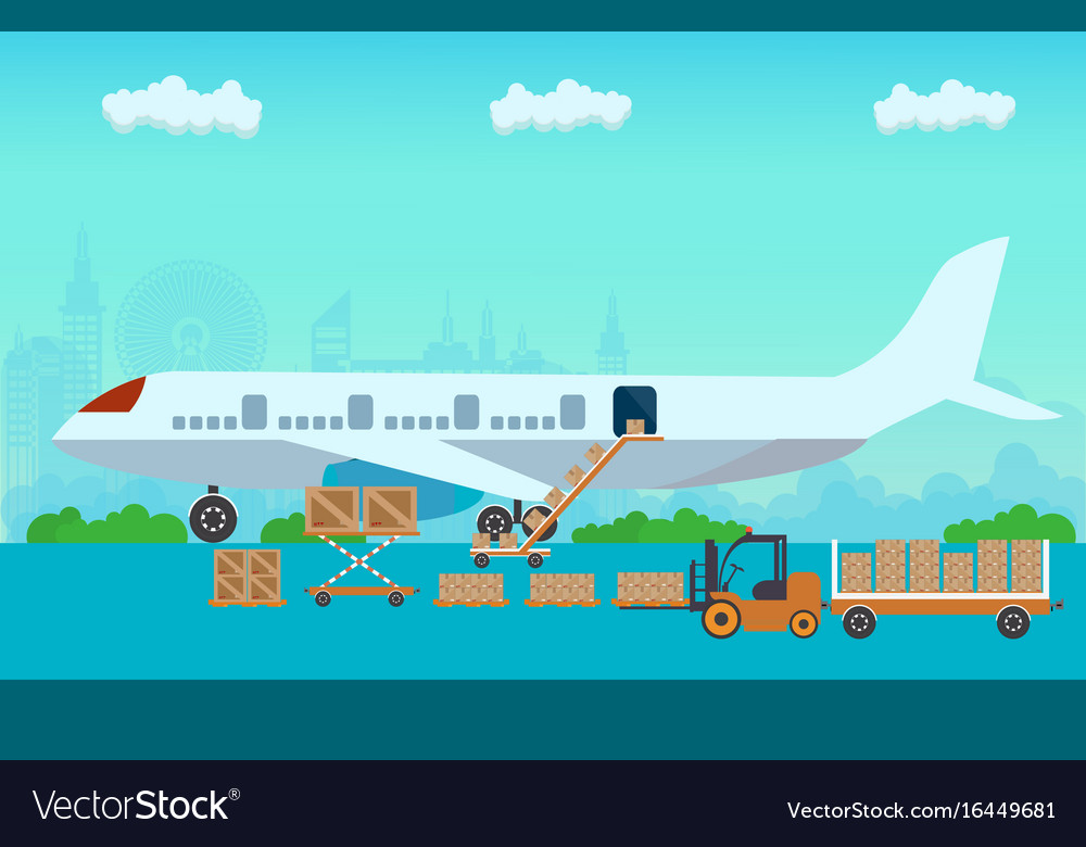 Loading boxes to preparing to flight aircraft Vector Image