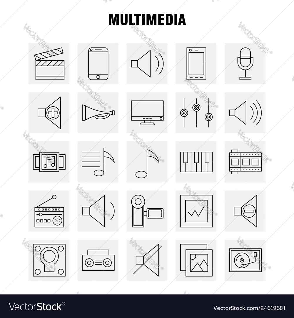 Multimedia line icon for web print and mobile vector image Multimedia line icon for web print and mobile