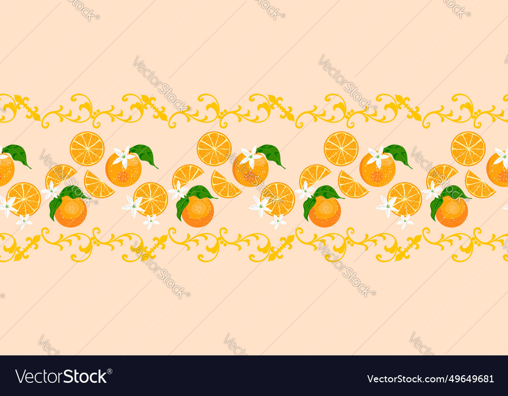 Orange fruit seamless pattern design background